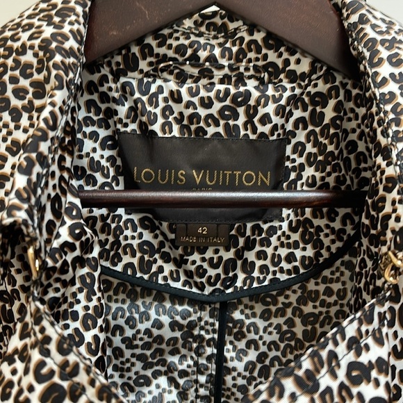 LOUIS VUITTON white black brown Leopard Trench Coat size 42 Medium - Picture 7 of 9